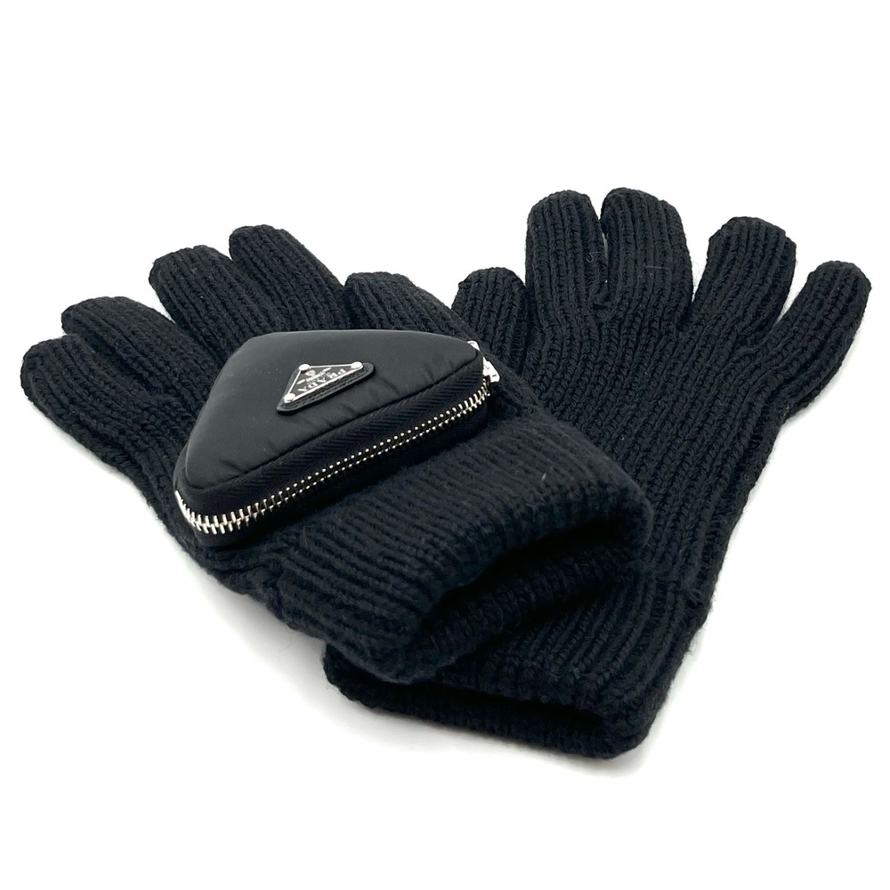 Prada Logo Pocket Knitted Gloves - Picture 2 of 4